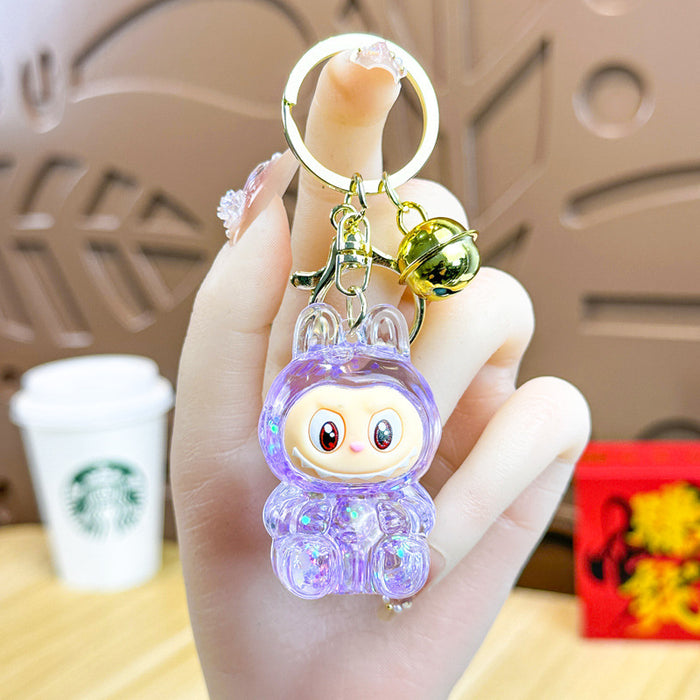 Wholesale Acrylic Bunny Quicksand Keychain Luminous Flashing Cute Doll Bag Gift Keychain