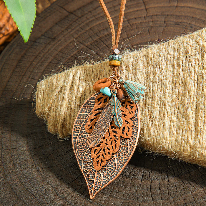 Wholesale Retro Bohemian Tassel Pendant Necklace Zinc Alloy Electroplated Geometric Pendant MOQ≥2