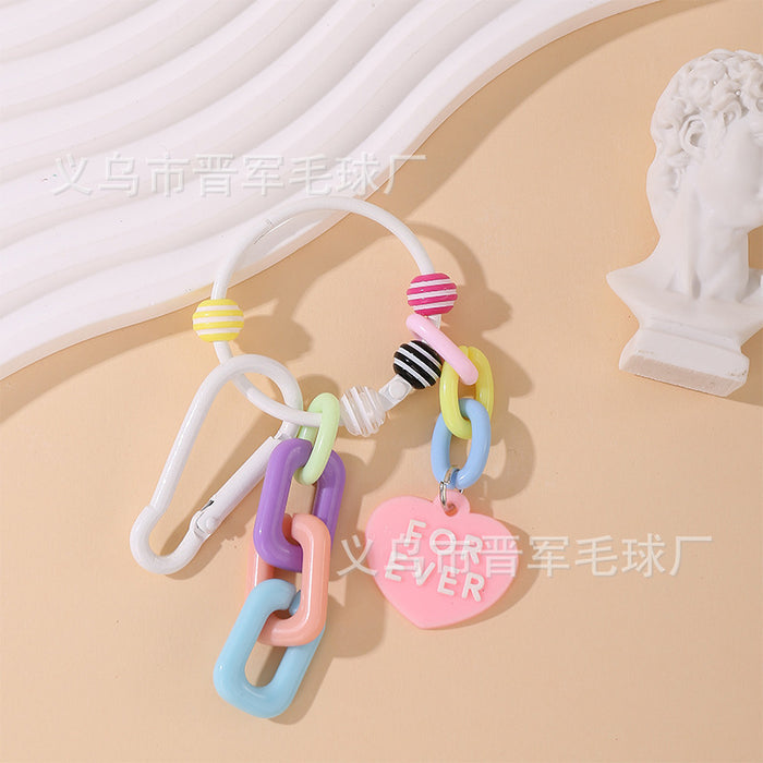 Wholesale Colorful creative couple love chain keychain handmade DIY girls doll bag pendant accessories