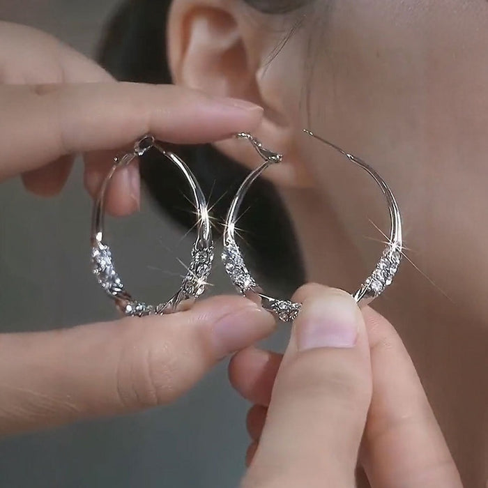 Wholesale Earrings with diamond patterned smooth surface earrings, light luxury temperament, circle personality, exaggerated earrings