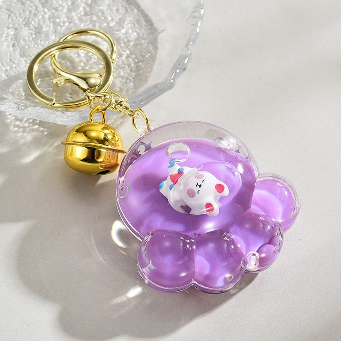 Wholesale Acrylic Ocean-Themed Floating Clownfish Oil-Filled Quicksand Keychain