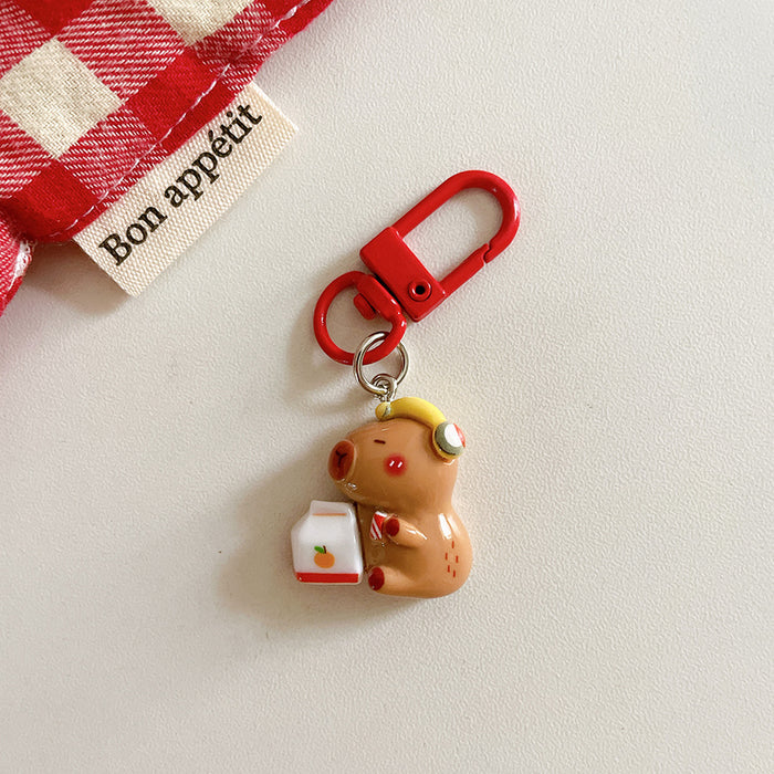 Wholesale Cute keychain pendant cartoon capybara backpack hanging accessory with accessories