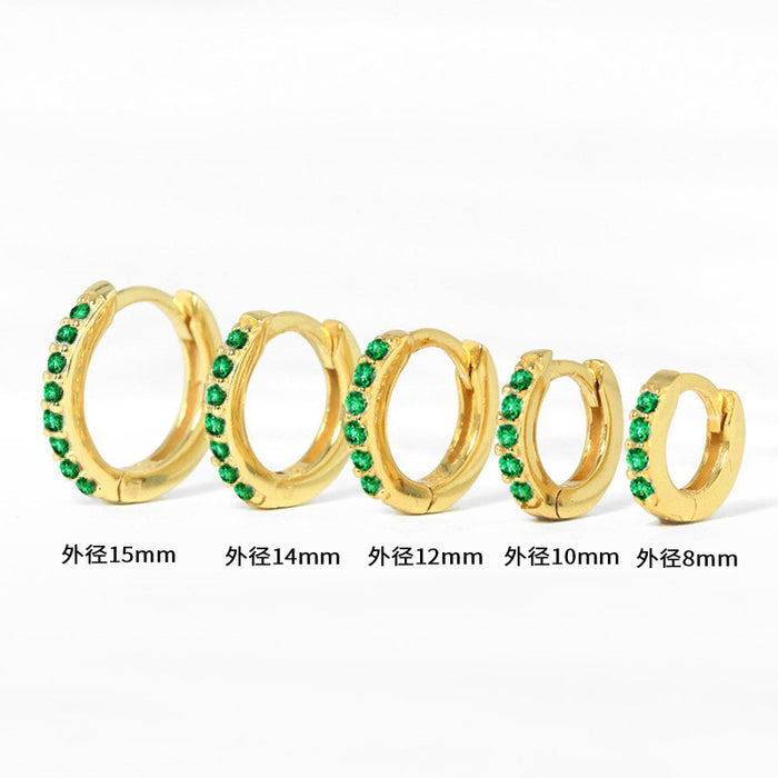 Wholesale Single row diamond studded small earrings, ear buckles, fashionable and high-end gold and silver ear accessories