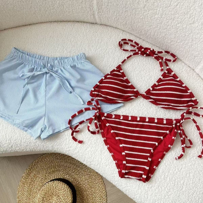 Wholesale Sexy bikini vacation beach loose striped shorts can be worn outside