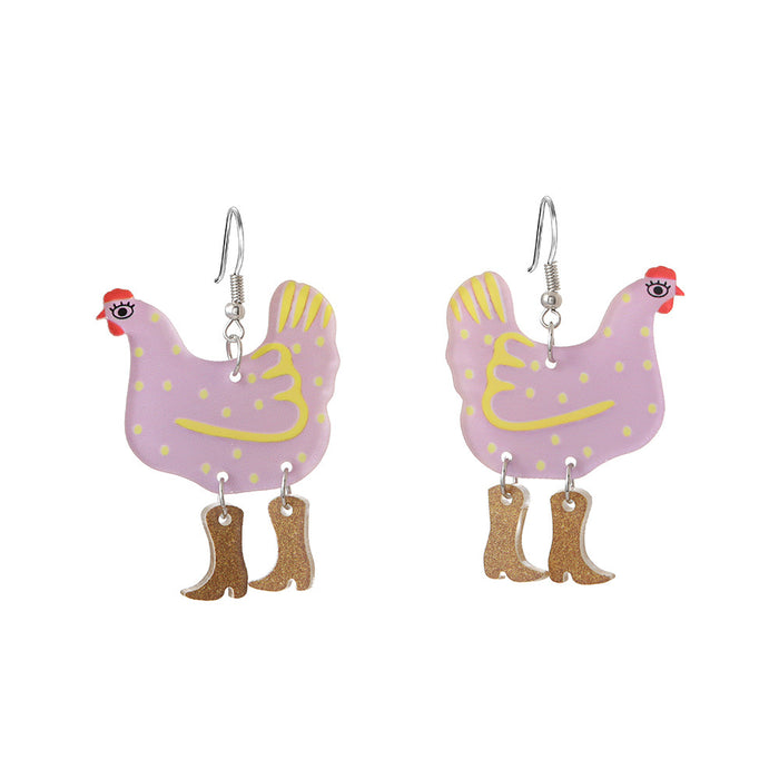 Wholesale Cartoon colorful hen-shaped acrylic earrings