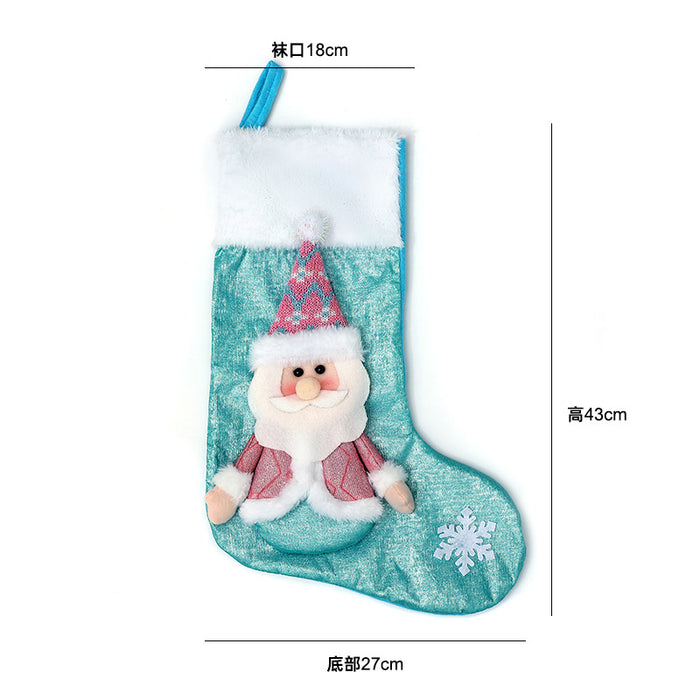 Wholesale Christmas Socks Children' s Gift Bag Pink Cartoon Roof Old Man Candy Gift Decoration Supplies Christmas Tree