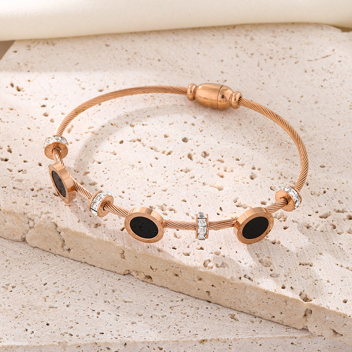 Wholesale Beaded bracelet with stainless steel gold-plated zircon stones