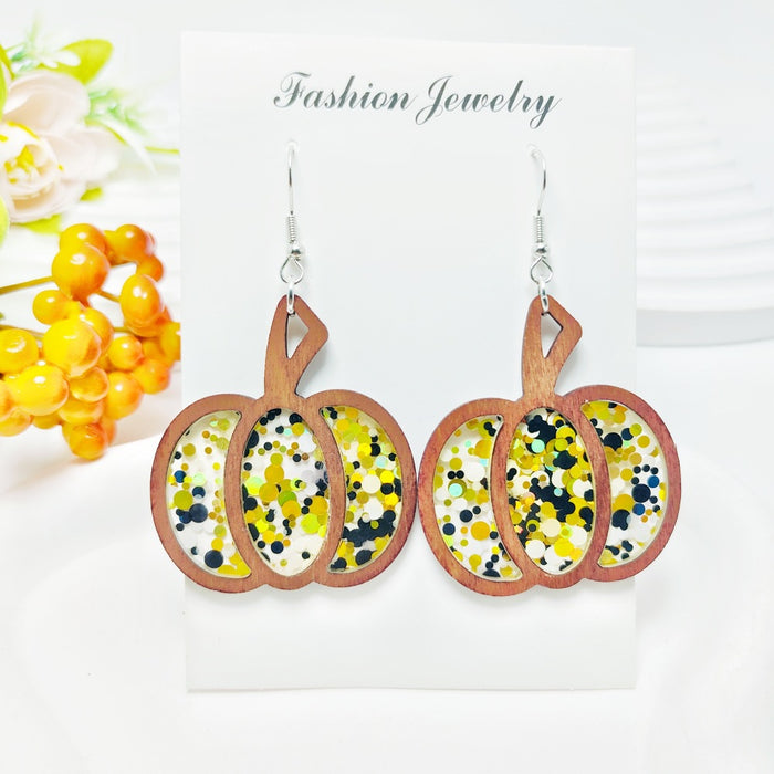 Wholesale Halloween Splicing Pumpkin Acrylic Inlaid Earrings JDC-ES-QiYu001