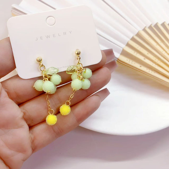 Wholesale New handmade grape earrings long green earrings without ear holes ear clips ear accessories