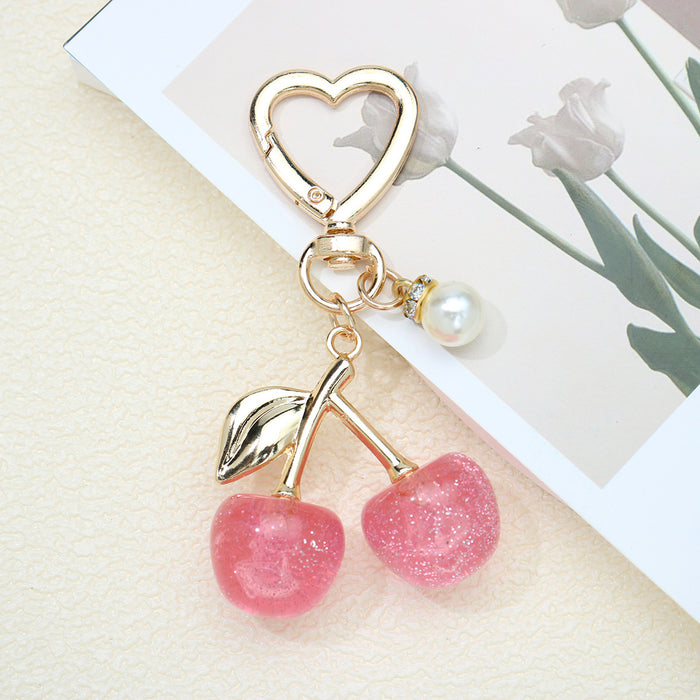 Wholesale Cute Fruit-Shaped Cherry Keychain Zinc Alloy Bag CharmTrendy Gift for Women MOQ≥2