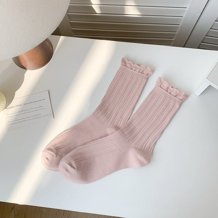 Wholesale Socks, lace, middle tube, loose mouth, pile of socks, cotton