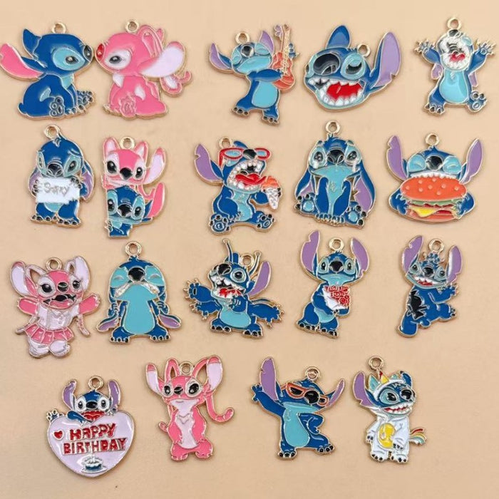 Wholesale 10pcs Cartoon Couple DIY Jewelry Accessories Alloy Enamel Pendant Keychain Earrings