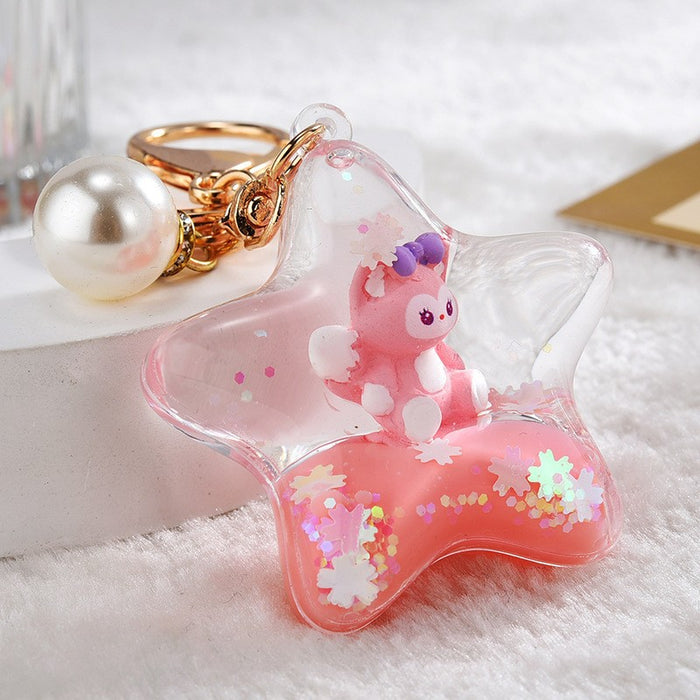 Wholesale Quicksand Bottle Cartoon Kitten Keychain