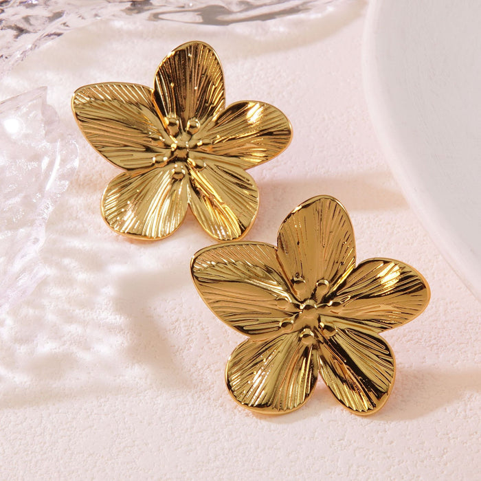 Wholesale Stainless Steel Five Petal Flower Earrings for Women