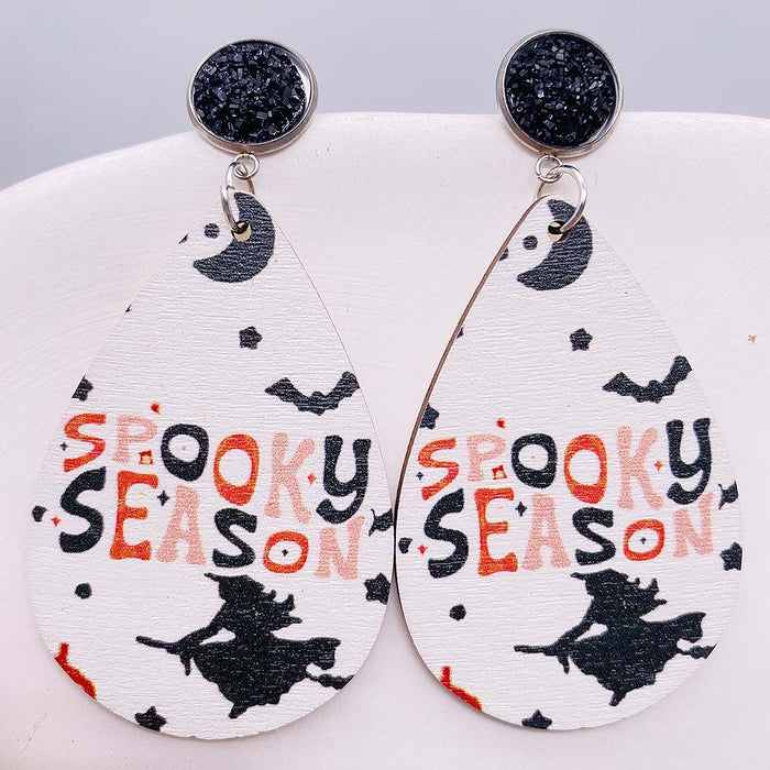 Wholesale  Earrings Pumpkin Skull  Web Wooden Earrings