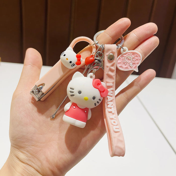 Wholesale  Silicone Doll Spaceman Keychain Pendant Bag  Nail Clipper Ear Digging Spoon Keychain