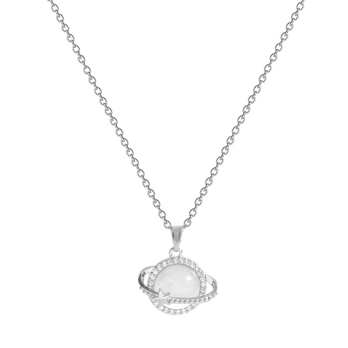 Wholesale Diamond Opal Planet Titanium Steel Necklace JDC-NE-QingYan011