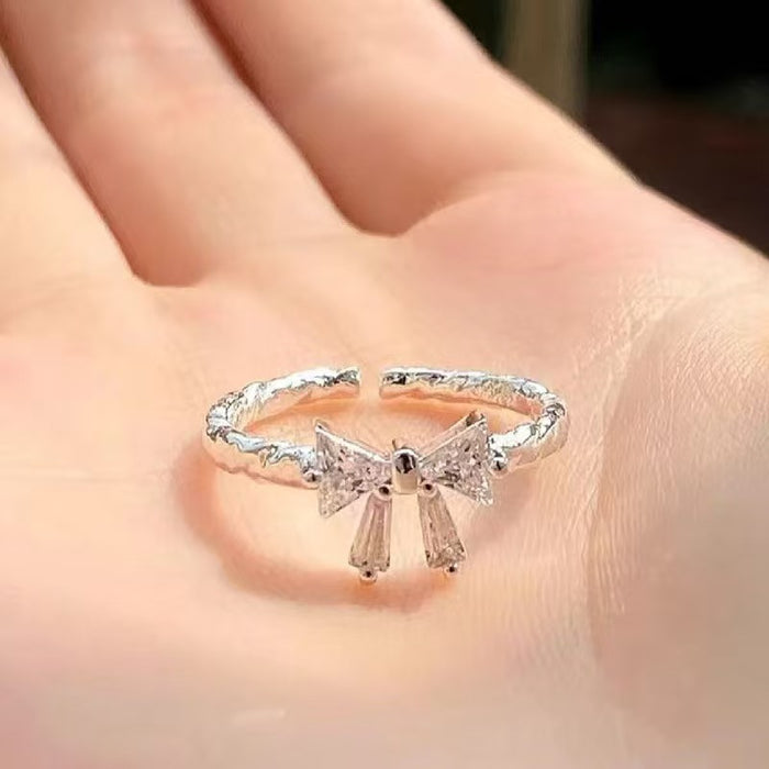 Wholesale Sweet zircon bow ring, niche design, light luxury, new versatile, fashionable and personalized