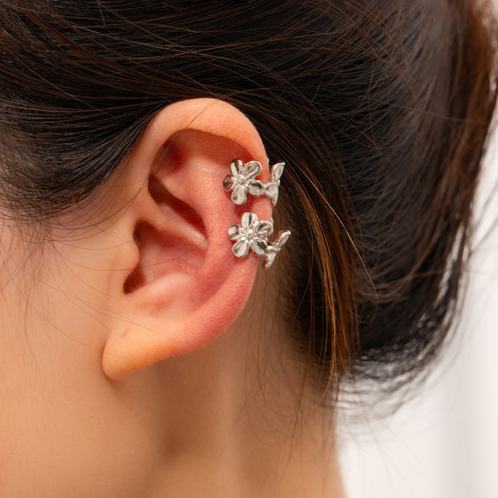 Wholesale Fashionable alloy earrings with light luxury and high-end feel, flower moon sun ear clip, ear bone clip