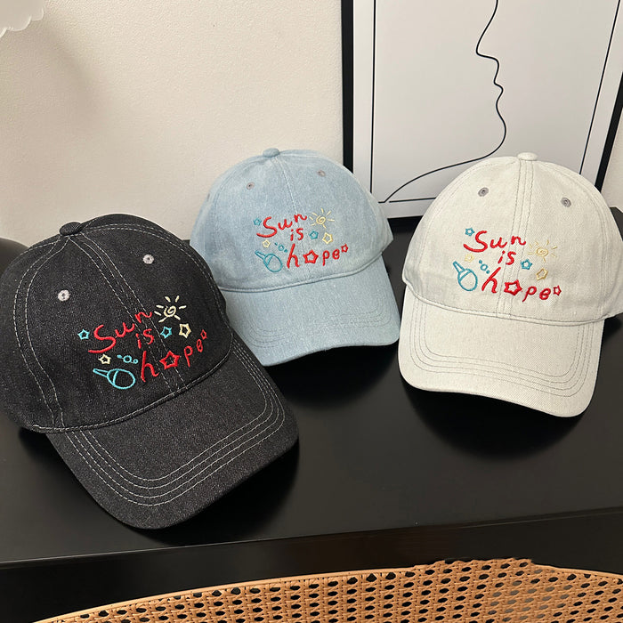 Wholesale Washed denim vintage embroidered  baseball cap