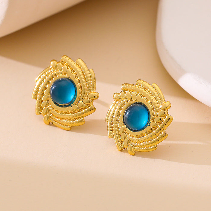 Wholesale Personalized, simple, fashionable, retro, sunflower titanium steel earrings, versatile earrings