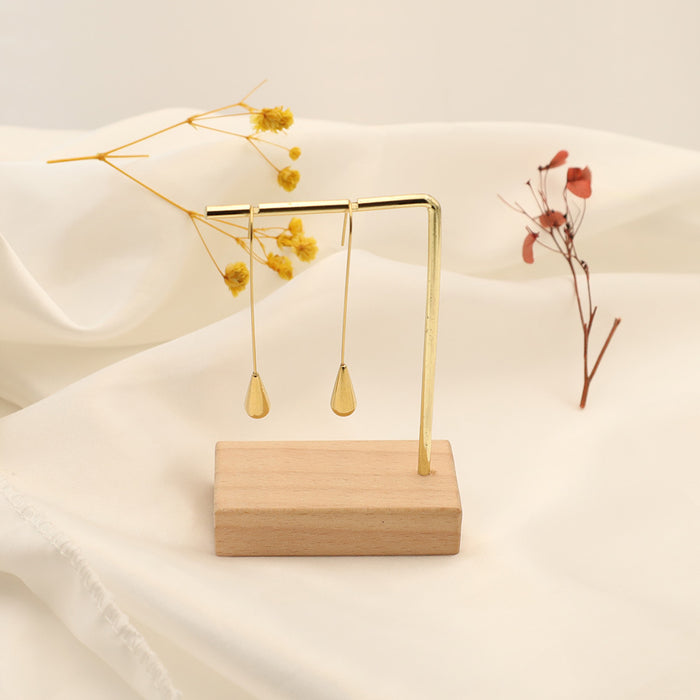 Wholesale fashion long straight water drop gold earrings