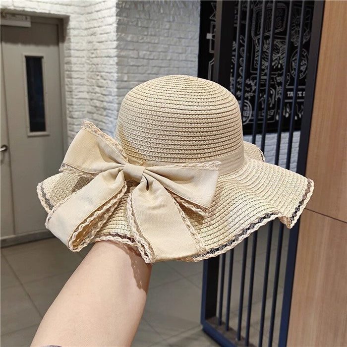Wholesale Fashionable bow wave edge sunscreen hat