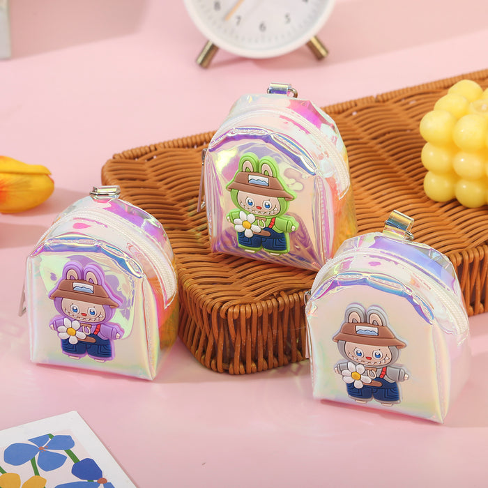 Wholesale Random Colorful Small Backpack Coin Purse Keychain Clutch Bag Laser Storage Small School Bag Doll Machine