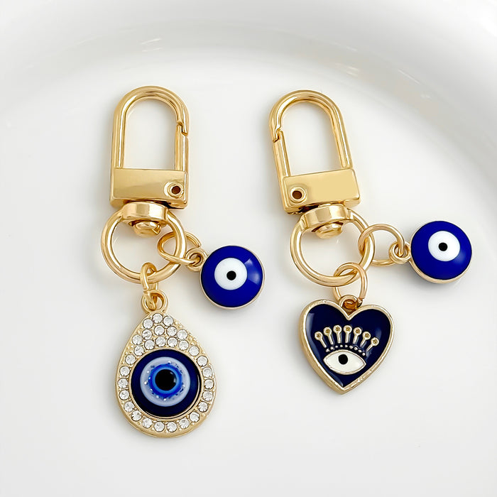 Wholesale Brilliant Diamond Blue Eyes Devil' s Eye Tassel Keychain Accessories Bag Pendant
