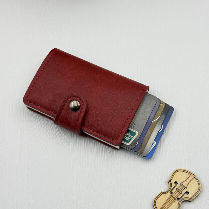 Wholesale RFID Blocking Card Wallet Solid Black PU Leather Everyday Use Gift Boutique Resale MOQ≥2