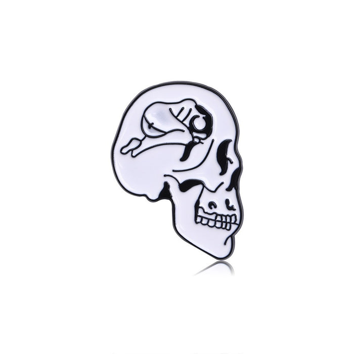 Wholesale  Skull Disc Brooch Pin Zinc Alloy Dripping Oil Finish Trendy Party Accessory