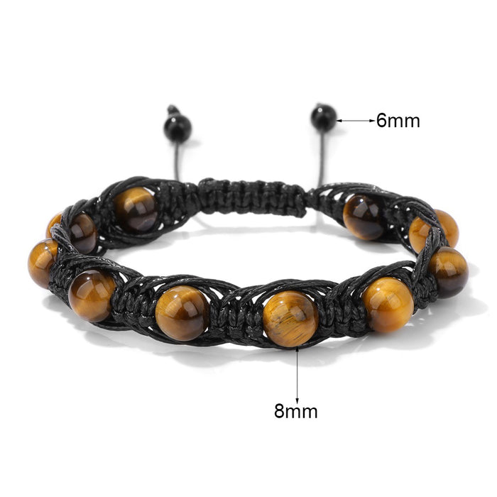 Wholesale Handmade woven bracelet with 8mm stone beads