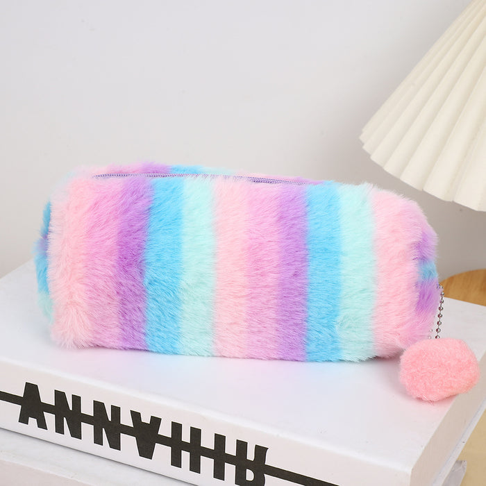 Wholesale Creative Gradient Plush Octagonal Pencil Case