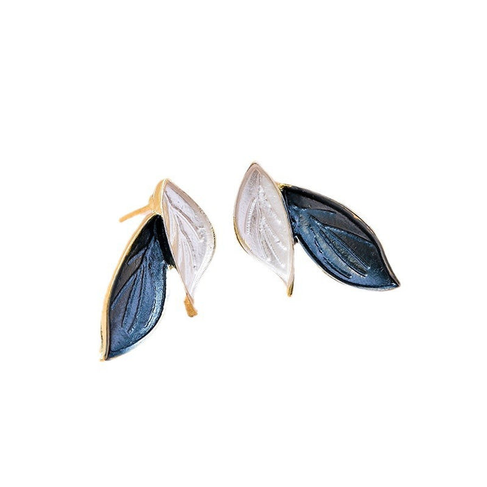Wholesale S925 Silver Needle Simple Leaf Earrings Women's