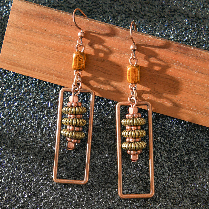Wholesale Retro Bohemian Turquoise Tassel Earrings Zinc Alloy Fashion Accessory MOQ≥2