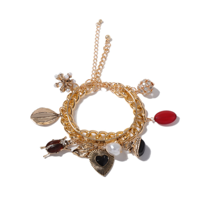 Wholesale Double-layer Stacked Wear Retro Insect Love Pendant Chain Bracelet