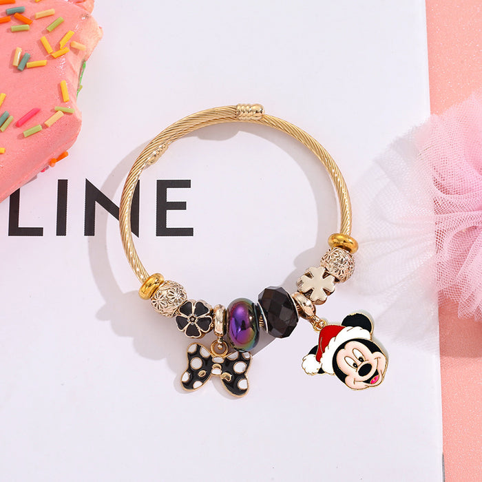 Wholesale Stainless Steel Cartoon Pendant Couple Bracelet Adjustable Open Design Boutique Resale Jewelry