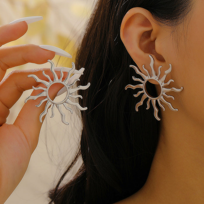 Wholesale Exaggerated Design High-End Sun Earrings Sunflower Earrings Women's Earrings