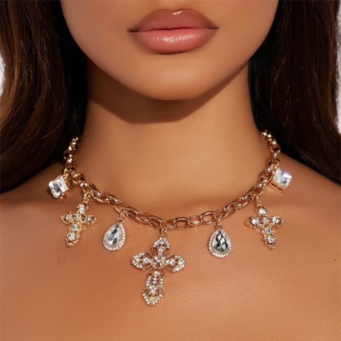 Wholesale Jewelry necklace pendant with exaggerated design and diamond studded large water droplet necklace jewelry