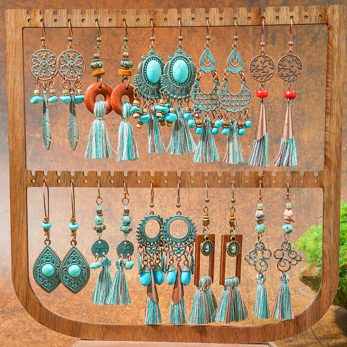 Wholesale Bohemian Vintage Tassel Earring Set Ethnic Style Fashion Accessory MOQ≥2