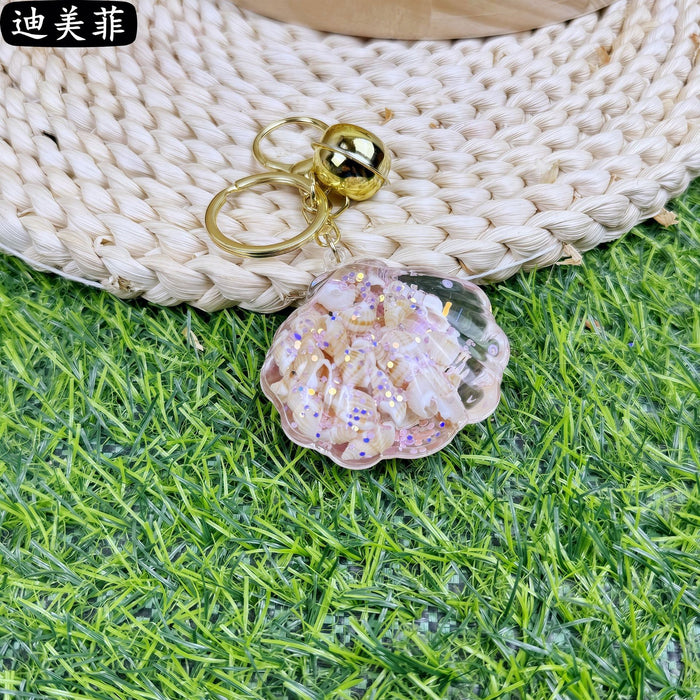 Wholesale Creative Acrylic Oil Shell Conch Exquisite Car Keychain Cute Pink Bag Quicksand Small Pendant Gift