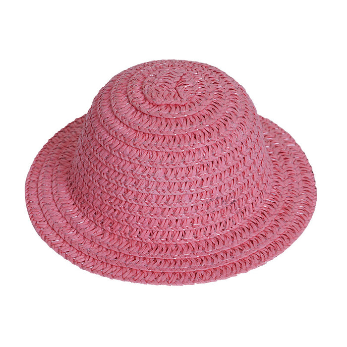 Wholesale  mini hollow top woven straw hat dome wave pull cloth leaking ear hat dress-up baby clothes accessories
