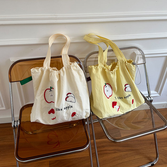 Wholesale Printed drawstring shoulder bag, large capacity handheld canvas, simple and fashionable