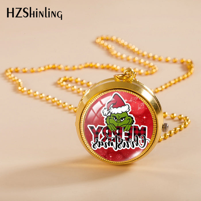 Wholesale Alloy Christmas Monster Grinch Rotating Pocket Watch JDC-PH-XiangL002