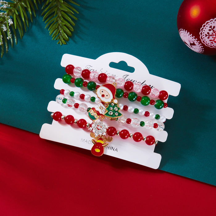 Wholesale Christmas all-match bracelet Christmas tree love soft clay colorful beaded bracelet multi-layer stacking set