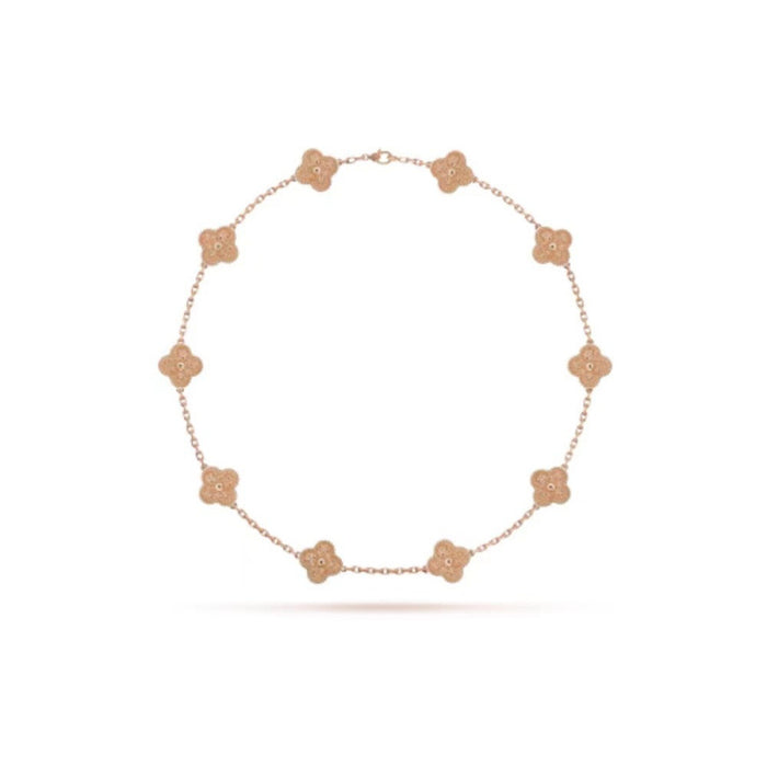 Wholesale Black agate ten flower necklace, double-sided clover collarbone chain