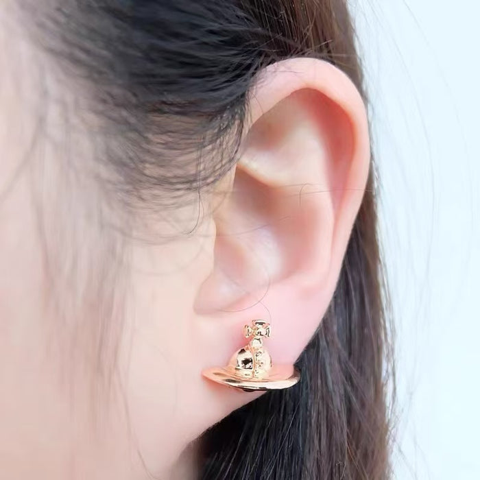 Wholesale Semi-Glossy Three-Dimensional Planet Saturn Punk Earrings