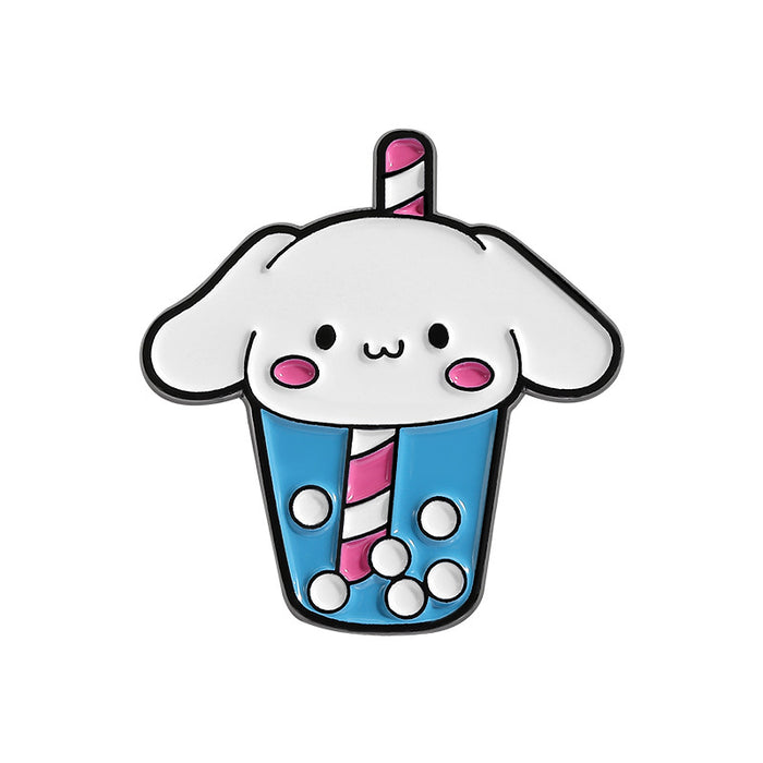 Wholesale Cartoon Puppy and Cat Milk Tea Cup Pattern  Brooch