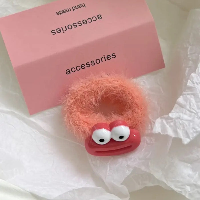 Wholesale Colorful Big-Eyed Monster Plush Hair Band Thickeneded and Widened Towel Ring Furry Hair Rope Sweet Girly Heart Hair Accessories F