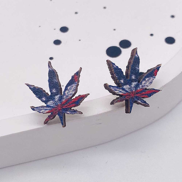 Wholesale United States Independence Day wooden star earrings JDC-ES-Susheng011